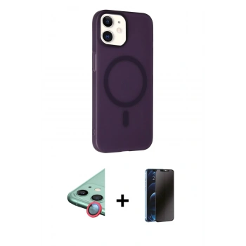 MARSİLYAN™- iPhone 11 Kılıf Çekirdek Modern Prime - Siyah 3D Antistatik Hayalet Cam Ekran Koruyucu + Raze Metal Kamera Lens - KI