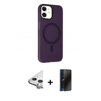 MARSİLYAN™- iPhone 11 Kılıf Çekirdek Modern Prime - Siyah 3D Antistatik Hayalet Cam Ekran Koruyucu + Raze Metal Kamera Lens - GS