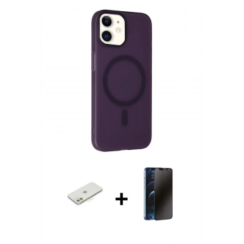 MARSİLYAN™- iPhone 11 Kılıf Çekirdek Modern Prime - Siyah 3D Antistatik Hayalet Cam Ekran Koruyucu + Renkli Kamera Lens Koruma Cam - TU