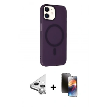 MARSİLYAN™- iPhone 11 Kılıf Çekirdek Modern Prime - Siyah 3D Antistatik Mat Seramik Nano Ekran Koruyucu + Raze Metal Kamera Lens - GS