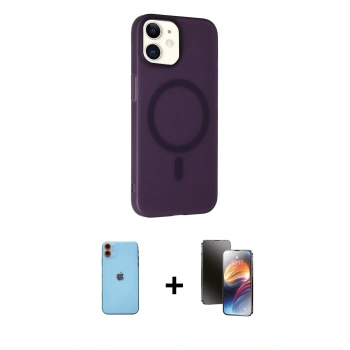MARSİLYAN™- iPhone 11 Kılıf Çekirdek Modern Prime - Siyah 3D Antistatik Mat Seramik Nano Ekran Koruyucu + Neon Fosforlu Kamera Lens - TU