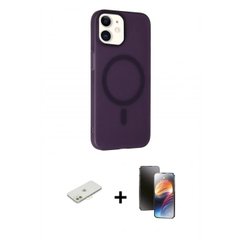 MARSİLYAN™- iPhone 11 Kılıf Çekirdek Modern Prime - Siyah 3D Antistatik Mat Seramik Nano Ekran Koruyucu + Renkli Kamera Lens Koruma Cam - TU