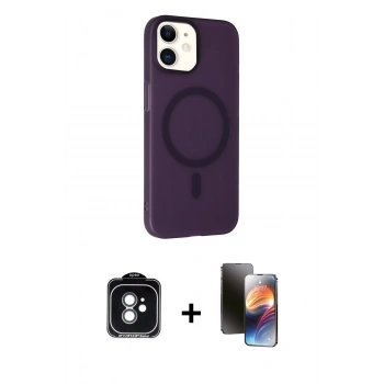 MARSİLYAN™- iPhone 11 Kılıf Çekirdek Modern Prime - Siyah 3D Antistatik Mat Seramik Nano Ekran Koruyucu + PVD Metal Kamera Lens - YL