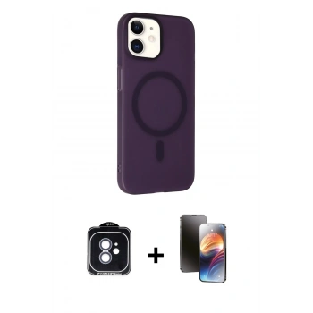 MARSİLYAN™- iPhone 11 Kılıf Çekirdek Modern Prime - Siyah 3D Antistatik Mat Seramik Nano Ekran Koruyucu + PVD Metal Kamera Lens - MI