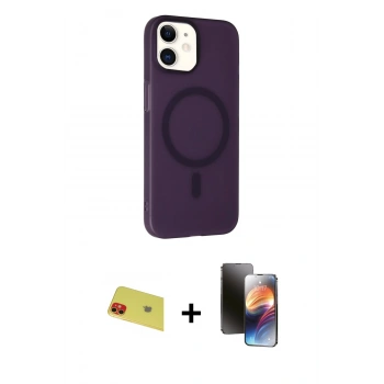 MARSİLYAN™- iPhone 11 Kılıf Çekirdek Modern Prime - Siyah 3D Antistatik Mat Seramik Nano Ekran Koruyucu + Rainbow Kamera Lens Koruma Cam - KI