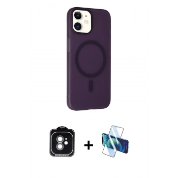 MARSİLYAN™- iPhone 11 Kılıf Çekirdek Modern Prime - Siyah 3D Antistatik Seramik Nano Ekran Koruyucu + PVD Metal Kamera Lens - YL