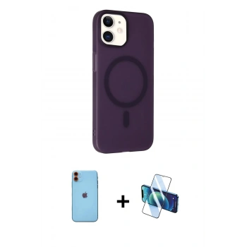 MARSİLYAN™- iPhone 11 Kılıf Çekirdek Modern Prime - Siyah 3D Antistatik Seramik Nano Ekran Koruyucu + Neon Fosforlu Kamera Lens - TU