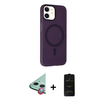 MARSİLYAN™- iPhone 11 Kılıf Çekirdek Modern Prime - Siyah 6D Antistatik Mat Seramik Hayalet Nano Ekran Koruyucu + Raze Metal Kamera Lens - KI