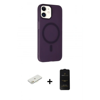 MARSİLYAN™- iPhone 11 Kılıf Çekirdek Modern Prime - Siyah 6D Antistatik Mat Seramik Hayalet Nano Ekran Koruyucu + Renkli Kamera Lens Koruma Cam - TU
