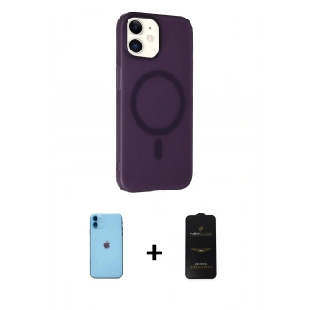 MARSİLYAN™- iPhone 11 Kılıf Çekirdek Modern Prime - Siyah 6D Antistatik Mat Seramik Hayalet Nano Ekran Koruyucu + Neon Fosforlu Kamera Lens - MI