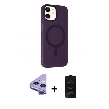 MARSİLYAN™- iPhone 11 Kılıf Çekirdek Modern Prime - Siyah 6D Antistatik Mat Seramik Hayalet Nano Ekran Koruyucu + Raze Metal Kamera Lens - MR