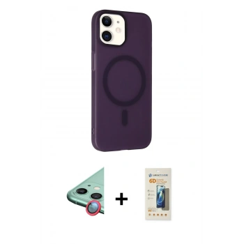 MARSİLYAN™- iPhone 11 Kılıf Çekirdek Modern Prime - Siyah 6D Mat Seramik Hayalet Nano Ekran Koruyucu + Raze Metal Kamera Lens - KI
