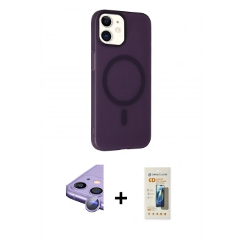 MARSİLYAN™- iPhone 11 Kılıf Çekirdek Modern Prime - Siyah 6D Mat Seramik Hayalet Nano Ekran Koruyucu + Raze Metal Kamera Lens - MR
