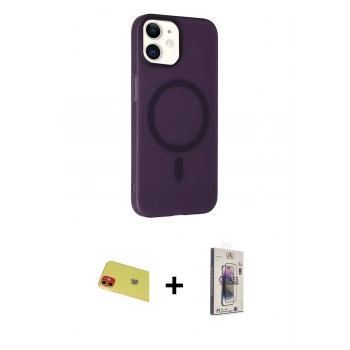 MARSİLYAN™- iPhone 11 Kılıf Çekirdek Modern Prime - Siyah Bilvis 3D Cam Ekran Koruyucu + Rainbow Kamera Lens Koruma Cam - KI