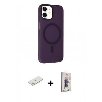 MARSİLYAN™- iPhone 11 Kılıf Çekirdek Modern Prime - Siyah Bilvis 3D Cam Ekran Koruyucu + Renkli Kamera Lens Koruma Cam - PE