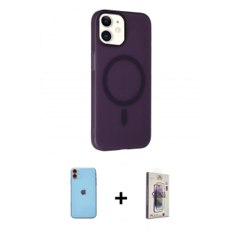 MARSİLYAN™- iPhone 11 Kılıf Çekirdek Modern Prime - Siyah Bilvis 3D Cam Ekran Koruyucu + Neon Fosforlu Kamera Lens - TU