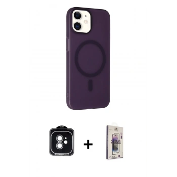 MARSİLYAN™- iPhone 11 Kılıf Çekirdek Modern Prime - Siyah Bilvis 3D Cam Ekran Koruyucu + PVD Metal Kamera Lens - YL