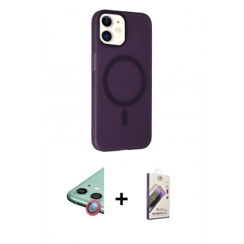 MARSİLYAN™- iPhone 11 Kılıf Çekirdek Modern Prime - Siyah Bilvis 3D Mat Cam Ekran Koruyucu + Raze Metal Kamera Lens - KI
