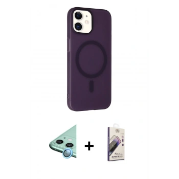 MARSİLYAN™- iPhone 11 Kılıf Çekirdek Modern Prime - Siyah Bilvis 3D Mat Cam Ekran Koruyucu + Raze Metal Kamera Lens - MI
