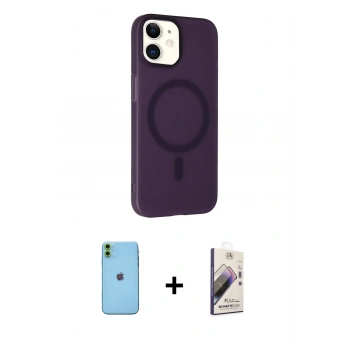MARSİLYAN™- iPhone 11 Kılıf Çekirdek Modern Prime - Siyah Bilvis 3D Mat Cam Ekran Koruyucu + Neon Fosforlu Kamera Lens - YL