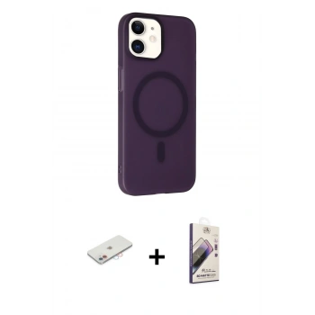 MARSİLYAN™- iPhone 11 Kılıf Çekirdek Modern Prime - Siyah Bilvis 3D Mat Cam Ekran Koruyucu + Renkli Kamera Lens Koruma Cam - PE
