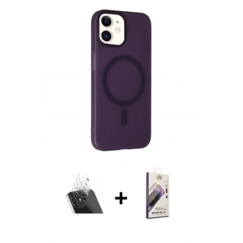 MARSİLYAN™- iPhone 11 Kılıf Çekirdek Modern Prime - Siyah Bilvis 3D Mat Cam Ekran Koruyucu + Kamera Lens Koruma Cam - SF