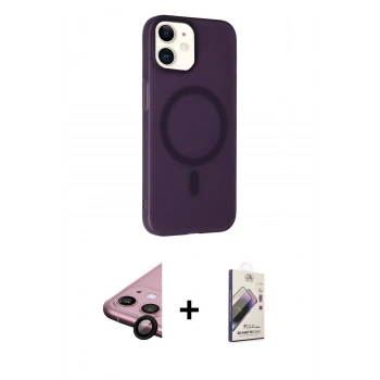 MARSİLYAN™- iPhone 11 Kılıf Çekirdek Modern Prime - Siyah Bilvis 3D Mat Cam Ekran Koruyucu + Raze Metal Kamera Lens - SH