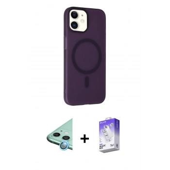 MARSİLYAN™- iPhone 11 Kılıf Çekirdek Modern Prime - Siyah Bilvis 5in1 3D Magic Cam Ekran Koruyucu + Raze Metal Kamera Lens - MI