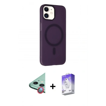 MARSİLYAN™- iPhone 11 Kılıf Çekirdek Modern Prime - Siyah Bilvis 5in1 3D Magic Cam Ekran Koruyucu + Raze Metal Kamera Lens - KI