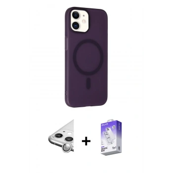 MARSİLYAN™- iPhone 11 Kılıf Çekirdek Modern Prime - Siyah Bilvis 5in1 3D Magic Cam Ekran Koruyucu + Raze Metal Kamera Lens - GS