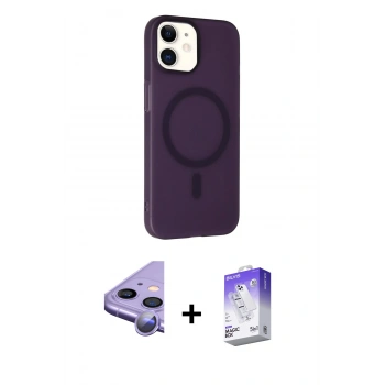 MARSİLYAN™- iPhone 11 Kılıf Çekirdek Modern Prime - Siyah Bilvis 5in1 3D Magic Cam Ekran Koruyucu + Raze Metal Kamera Lens - MR