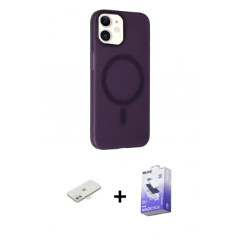 MARSİLYAN™- iPhone 11 Kılıf Çekirdek Modern Prime - Siyah Bilvis 5in1 5D Magic Hayalet Cam Ekran Koruyucu + Renkli Kamera Lens Koruma Cam - SI