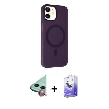 MARSİLYAN™- iPhone 11 Kılıf Çekirdek Modern Prime - Siyah Bilvis 5in1 5D Magic Hayalet Cam Ekran Koruyucu + Raze Metal Kamera Lens - KI