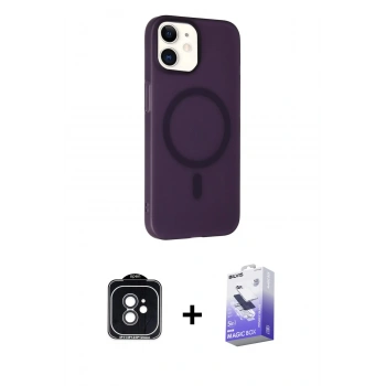 MARSİLYAN™- iPhone 11 Kılıf Çekirdek Modern Prime - Siyah Bilvis 5in1 5D Magic Hayalet Cam Ekran Koruyucu + PVD Metal Kamera Lens - SH