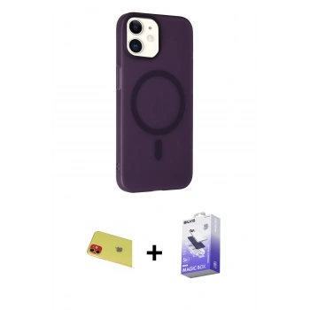 MARSİLYAN™- iPhone 11 Kılıf Çekirdek Modern Prime - Siyah Bilvis 5in1 5D Magic Hayalet Cam Ekran Koruyucu + Rainbow Kamera Lens Koruma Cam - KI