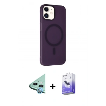 MARSİLYAN™- iPhone 11 Kılıf Çekirdek Modern Prime - Siyah Bilvis 5in1 5D Magic Hayalet Cam Ekran Koruyucu + Raze Metal Kamera Lens - MI