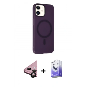 MARSİLYAN™- iPhone 11 Kılıf Çekirdek Modern Prime - Siyah Bilvis 5in1 5D Magic Hayalet Cam Ekran Koruyucu + Raze Metal Kamera Lens - SH