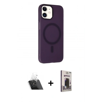 MARSİLYAN™- iPhone 11 Kılıf Çekirdek Modern Prime - Siyah Bilvis Hayalet Cam Ekran Koruyucu + Kamera Lens Koruma Cam - SF
