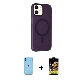 MARSİLYAN™- iPhone 11 Kılıf Çekirdek Modern Prime - Siyah Buffer Cam Ekran Koruyucu + Neon Fosforlu Kamera Lens - MI