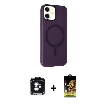 MARSİLYAN™- iPhone 11 Kılıf Çekirdek Modern Prime - Siyah Buffer Cam Ekran Koruyucu + PVD Metal Kamera Lens - MI