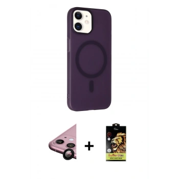 MARSİLYAN™- iPhone 11 Kılıf Çekirdek Modern Prime - Siyah Buffer Cam Ekran Koruyucu + Raze Metal Kamera Lens - SH