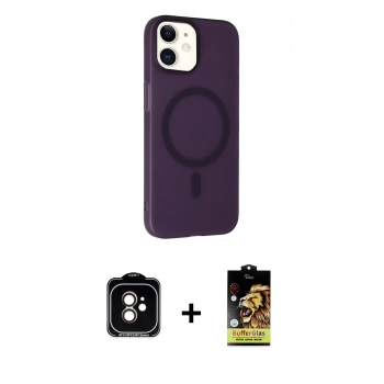 MARSİLYAN™- iPhone 11 Kılıf Çekirdek Modern Prime - Siyah Buffer Cam Ekran Koruyucu + PVD Metal Kamera Lens - TU