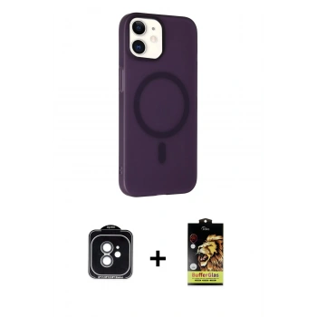 MARSİLYAN™- iPhone 11 Kılıf Çekirdek Modern Prime - Siyah Buffer Cam Ekran Koruyucu + PVD Metal Kamera Lens - YL