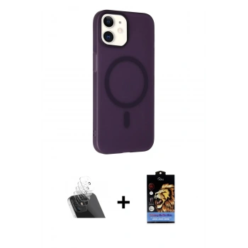 MARSİLYAN™- iPhone 11 Kılıf Çekirdek Modern Prime - Siyah Buffer Hayalet Cam Ekran Koruyucu + Kamera Lens Koruma Cam - SF