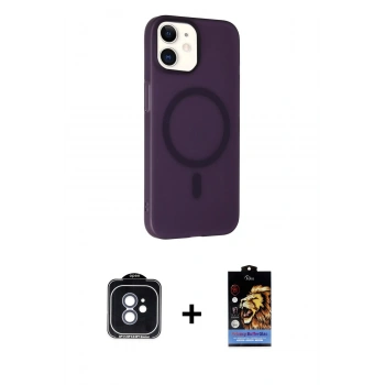 MARSİLYAN™- iPhone 11 Kılıf Çekirdek Modern Prime - Siyah Buffer Hayalet Cam Ekran Koruyucu + PVD Metal Kamera Lens - MI