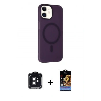 MARSİLYAN™- iPhone 11 Kılıf Çekirdek Modern Prime - Siyah Buffer Hayalet Cam Ekran Koruyucu + PVD Metal Kamera Lens - SH
