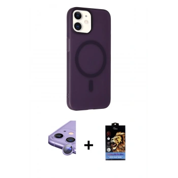 MARSİLYAN™- iPhone 11 Kılıf Çekirdek Modern Prime - Siyah Buffer Hayalet Cam Ekran Koruyucu + Raze Metal Kamera Lens - MR