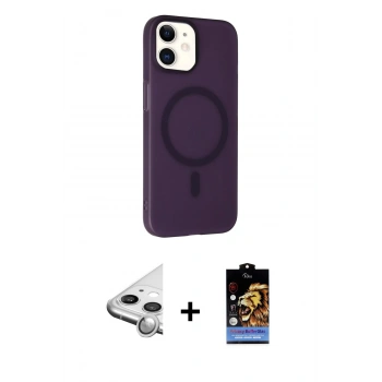 MARSİLYAN™- iPhone 11 Kılıf Çekirdek Modern Prime - Siyah Buffer Hayalet Cam Ekran Koruyucu + Raze Metal Kamera Lens - GS