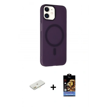 MARSİLYAN™- iPhone 11 Kılıf Çekirdek Modern Prime - Siyah Buffer Hayalet Cam Ekran Koruyucu + Renkli Kamera Lens Koruma Cam - TU