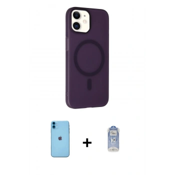 MARSİLYAN™- iPhone 11 Kılıf Çekirdek Modern Prime - Siyah Joko Magic 5D Cam + Neon Fosforlu Kamera Lens - MI